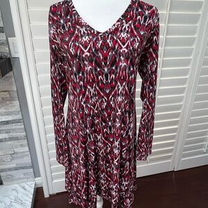 Stylish Red Patterned Women's Dress
